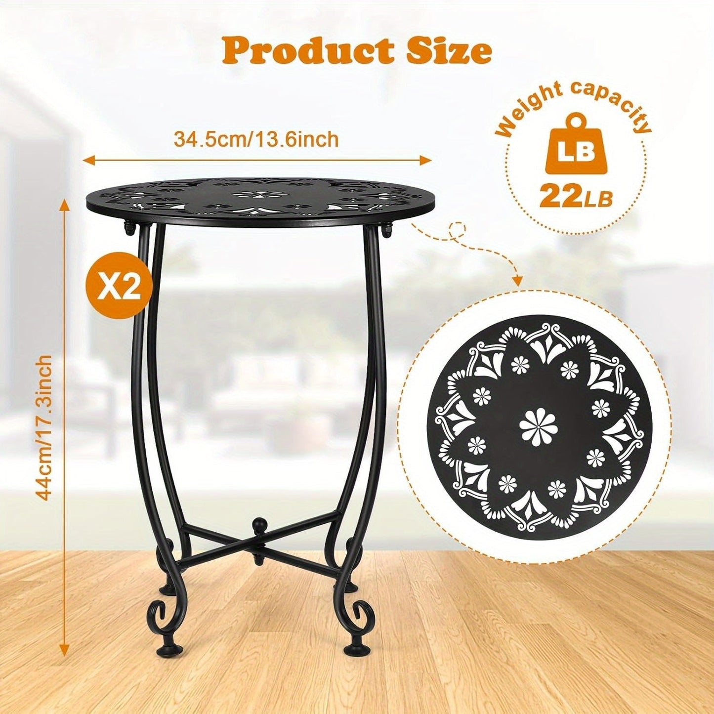 2-Pack Cast Iron Patio Side Tables Furniture > Outdoor > Outdoor Tables - Tophatter Daily Deals