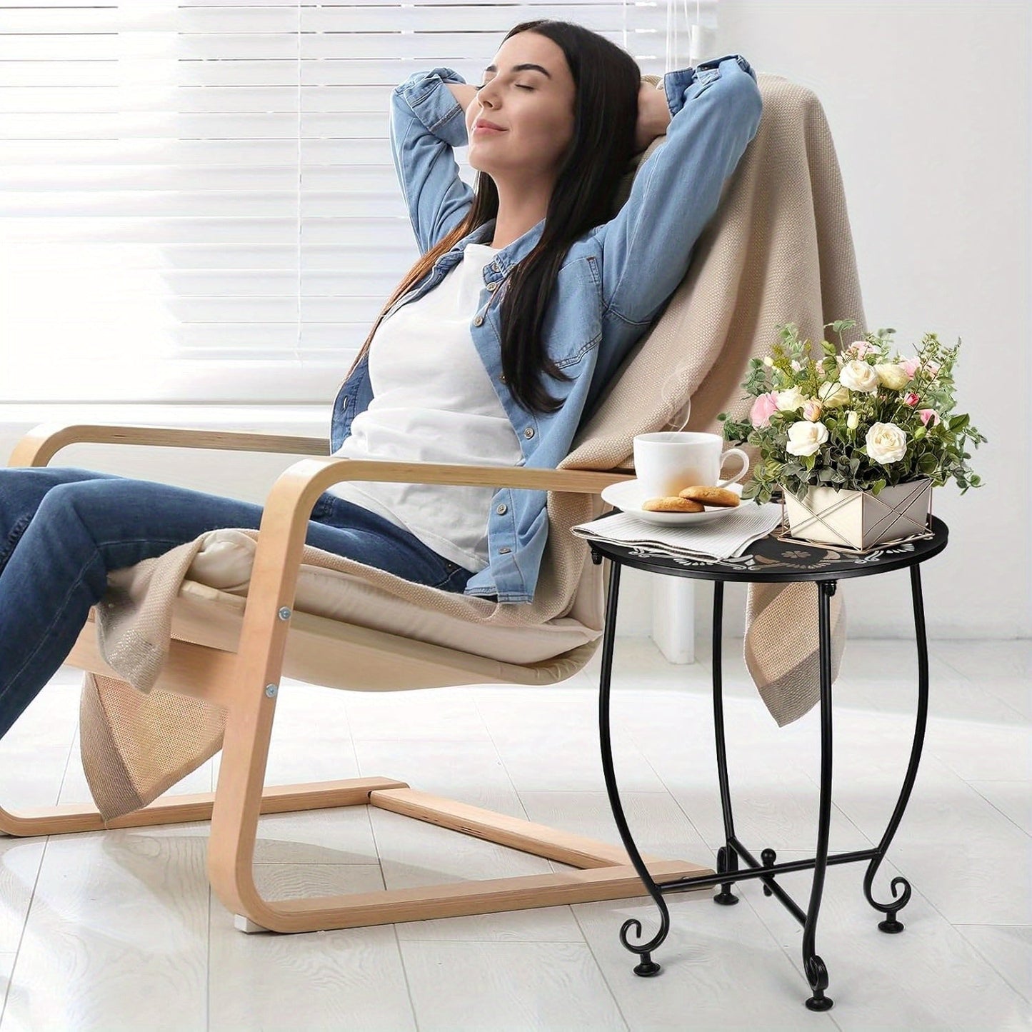 2-Pack Cast Iron Patio Side Tables Furniture > Outdoor > Outdoor Tables - Tophatter Daily Deals