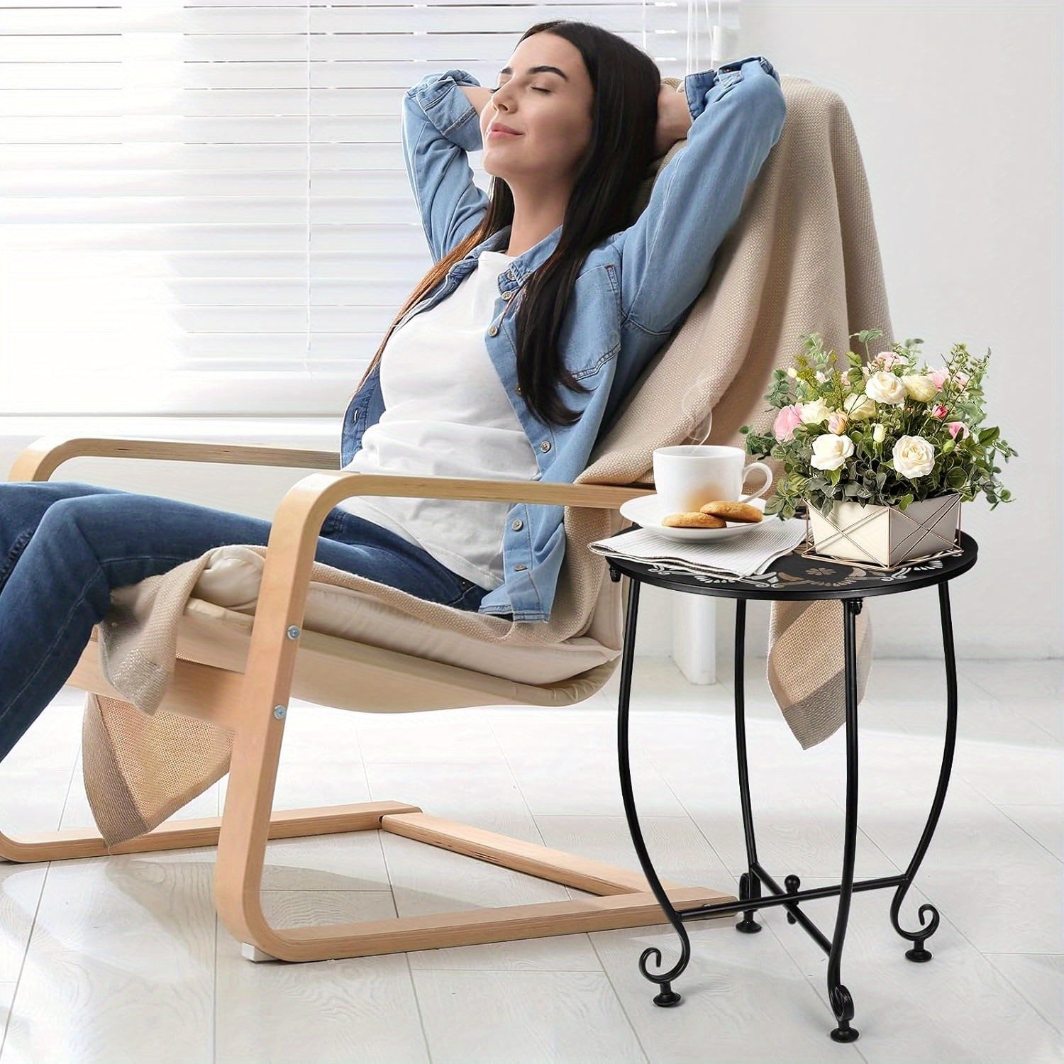 2-Pack Cast Iron Patio Side Tables Furniture > Outdoor > Outdoor Tables - Tophatter Daily Deals