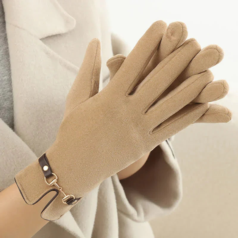 Windproof Women’s Buckle Gloves - Refined Wool Blend, City - Tophatter Daily Deals