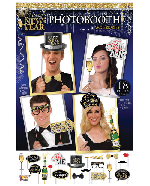 Happy New Year Photo Booth Prop Kit Party Supplies - Tophatter Daily Deals