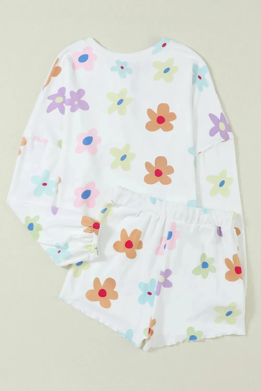 Printed Quarter Button Top and Drawstring Shorts Lounge Set Loungewear Sets - Tophatter Daily Deals