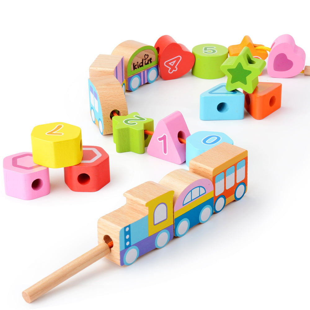 Boys building block children's toys with beech Train 0 - Tophatter Daily Deals