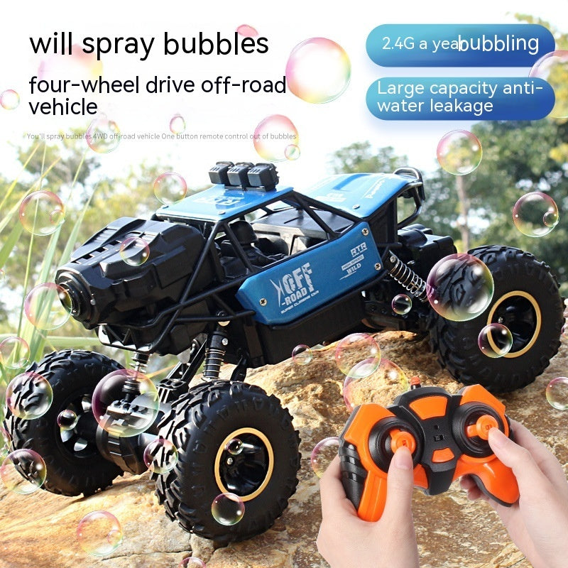 Alloy Four-wheel Drive Off-road Vehicle Remote Control Car Bubble Machine Toy Car 0 - Tophatter Daily Deals