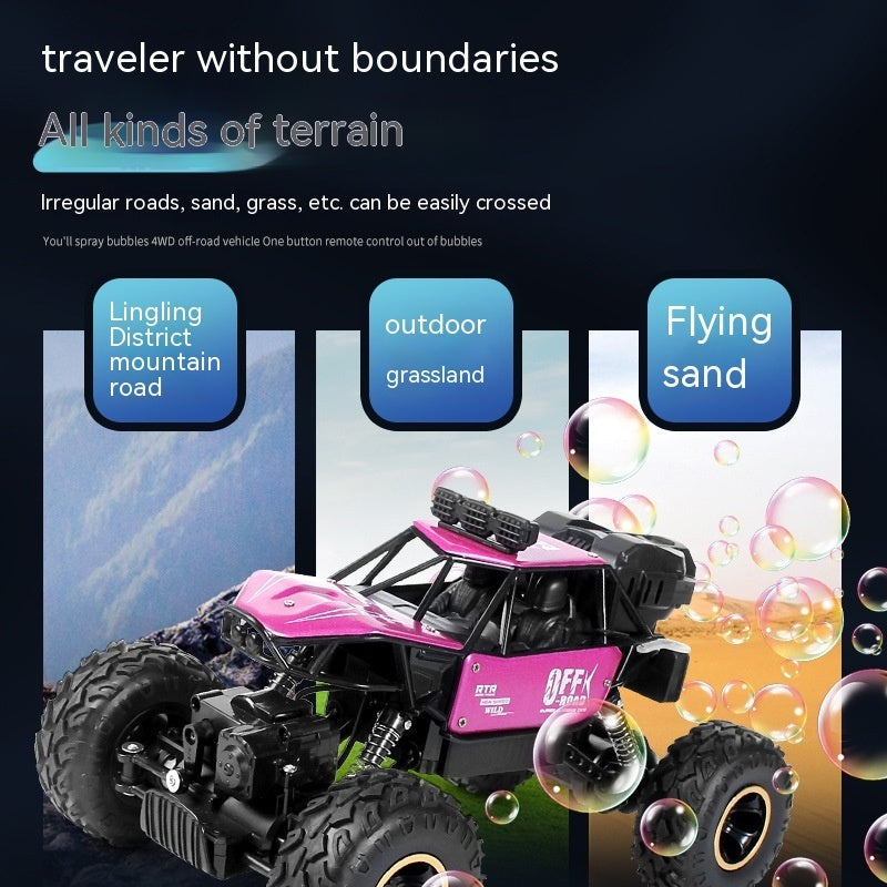 Alloy Four-wheel Drive Off-road Vehicle Remote Control Car Bubble Machine Toy Car 0 - Tophatter Daily Deals
