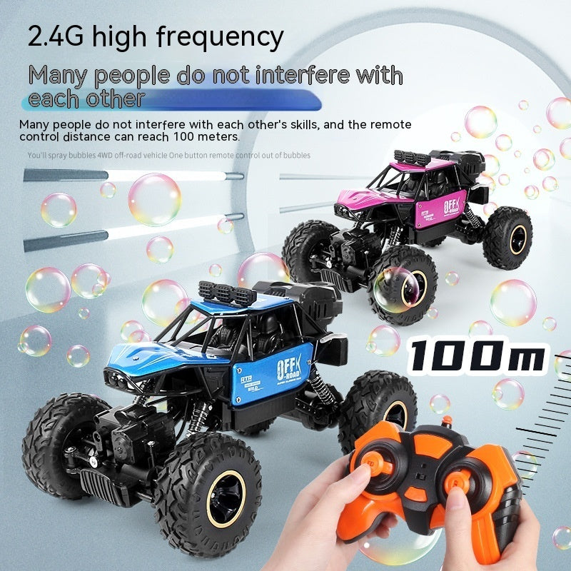 Alloy Four-wheel Drive Off-road Vehicle Remote Control Car Bubble Machine Toy Car 0 - Tophatter Daily Deals