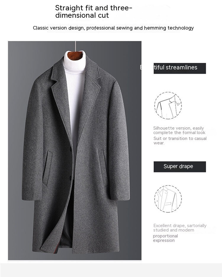 Warm Men’s Wool Coat - Korean Single-Breasted Velvet 3D Changing Face Moving Picture Frame - Tophatter Daily Deals