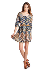 Women's Belted Tunic Dress Navy Combo Dresses / Mini - Tophatter Daily Deals
