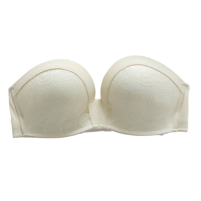 B363 strapless bra invisible underwear women gather slip non-slip miracle wedding dress relief tube top 0 - Tophatter Daily Deals