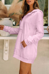 Drawstring Half Zip Hooded Dress Casual Dresses - Tophatter Daily Deals
