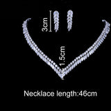 Bridal Wedding Jewelry Zircon Leaf Necklace Earrings 0 - Tophatter Daily Deals