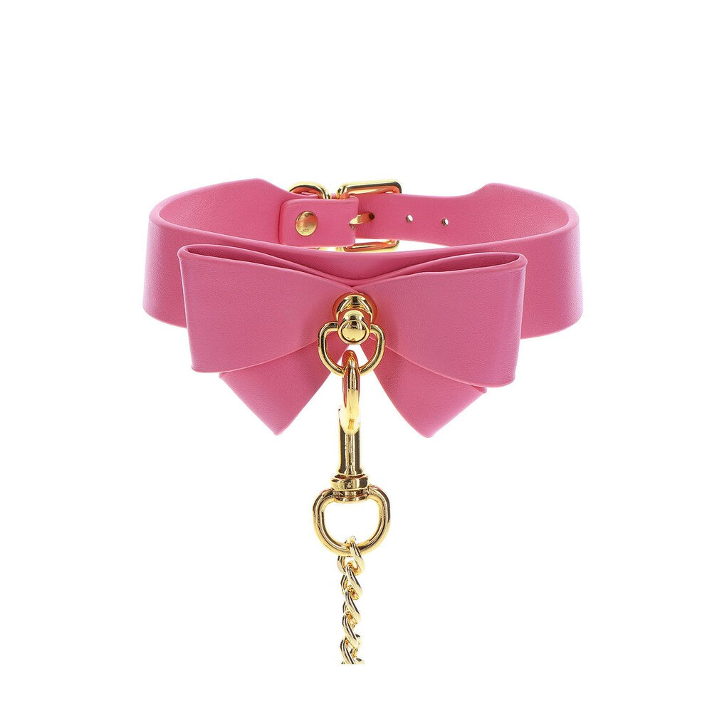 Taboom Malibu Bow Collar and Leash – Vegan Leather Bondage Accessory > Bondage Gear > Collars & Leashes - Tophatter Daily Deals