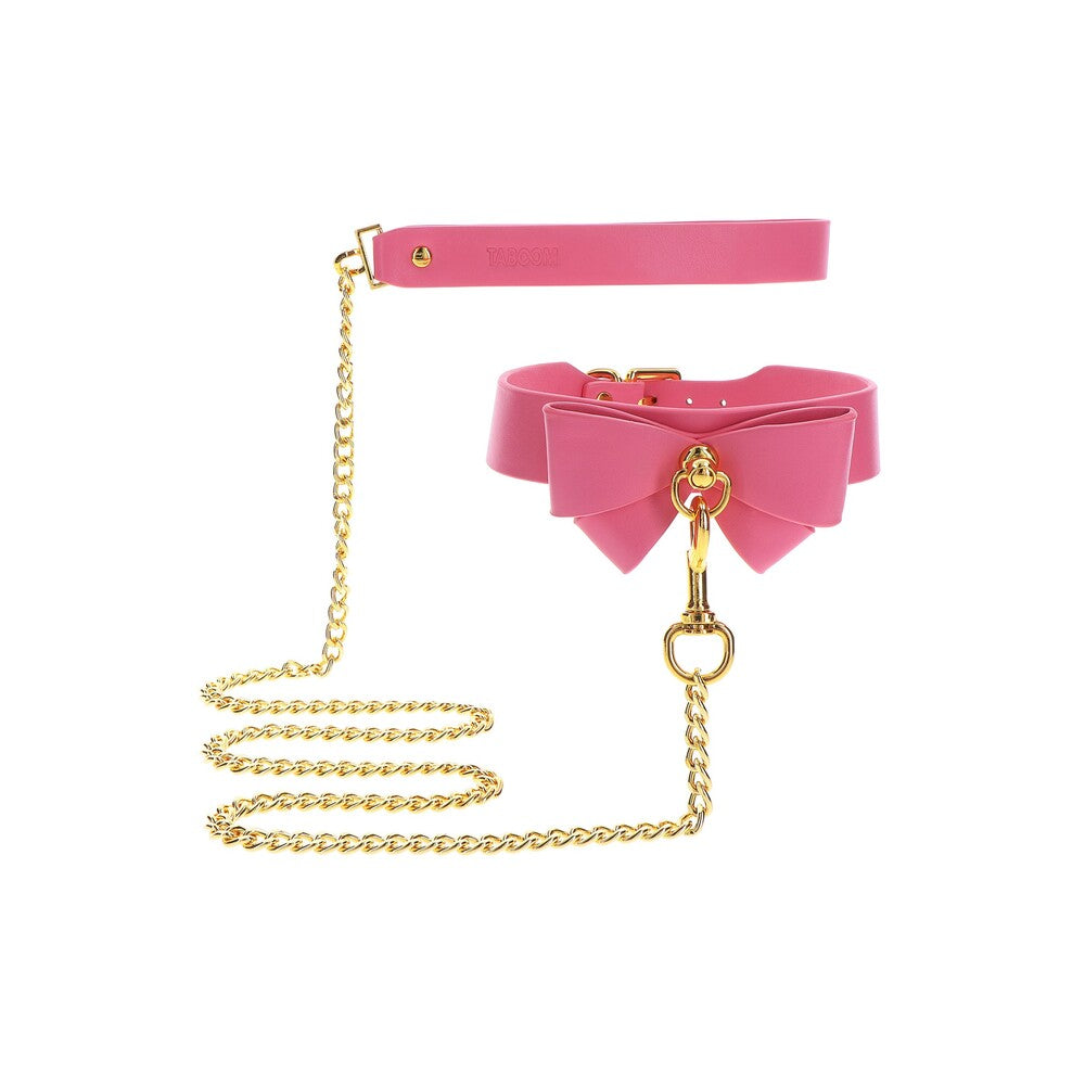 Taboom Malibu Bow Collar and Leash – Vegan Leather Bondage Accessory > Bondage Gear > Collars & Leashes - Tophatter Daily Deals