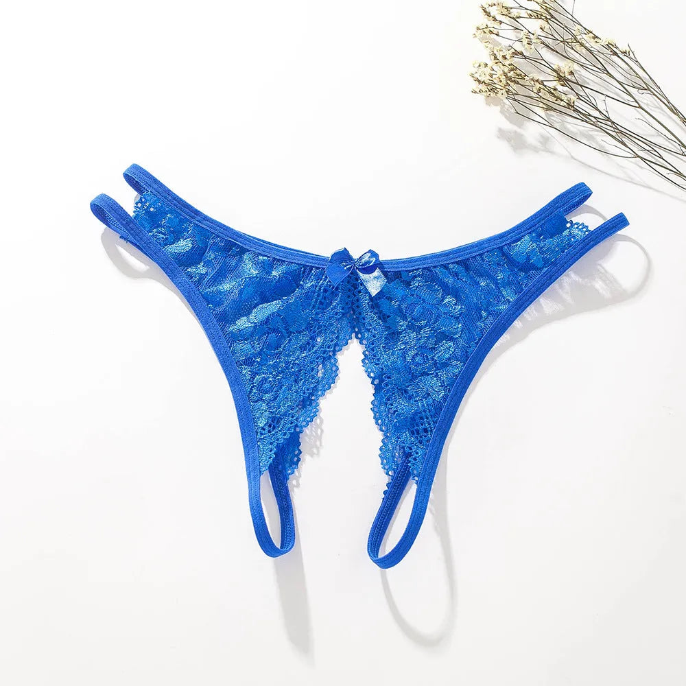 Jessica's Crotchless Lingerie™ Open Crotch Thong Jessica's™ Blue Underwear - Tophatter Daily Deals