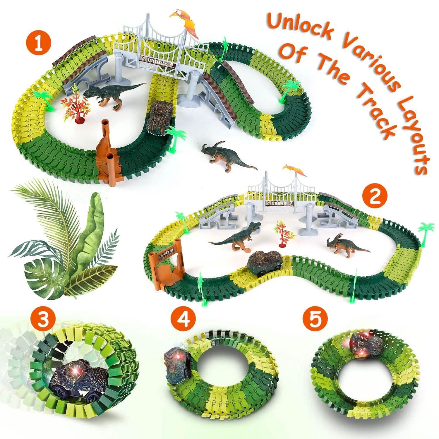 175-Piece: Dinosaur Race Track Set Toys & Games - Tophatter Daily Deals