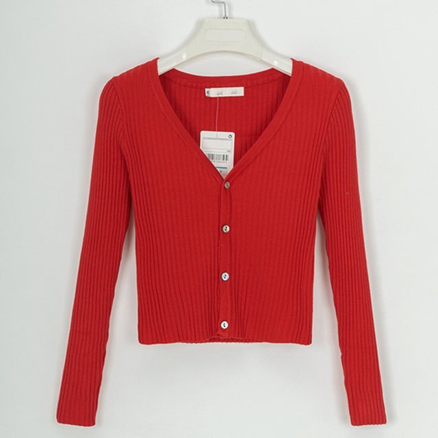Fitted Womens Cropped Cardigan - Ribbed Knit, Casual Red 3D Changing Face Moving Picture Frame - Tophatter Daily Deals