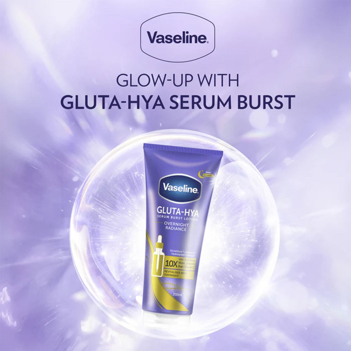 Vaseline Gluta-Hya Overnight Radiance Serum Burst Lotion 200ml Tube - Tophatter Daily Deals