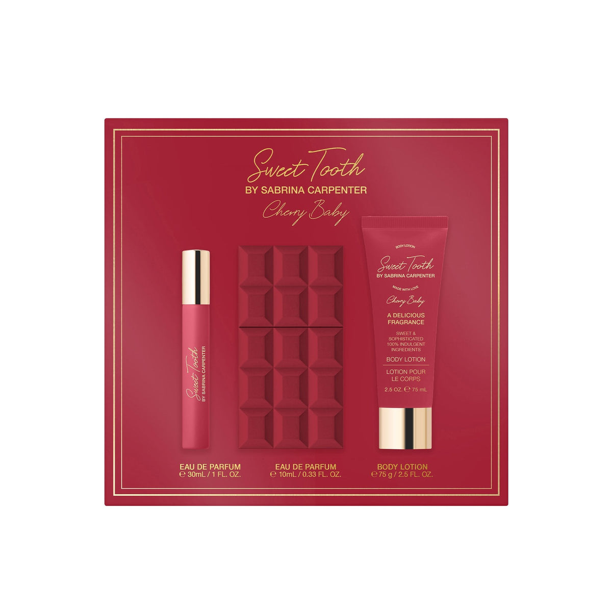 Sweet Tooth Cherry Baby Eau De Parfum 30ml & Travel Spray 10ml & Body Lotion 75ml Gift Set Default Title - Tophatter Daily Deals