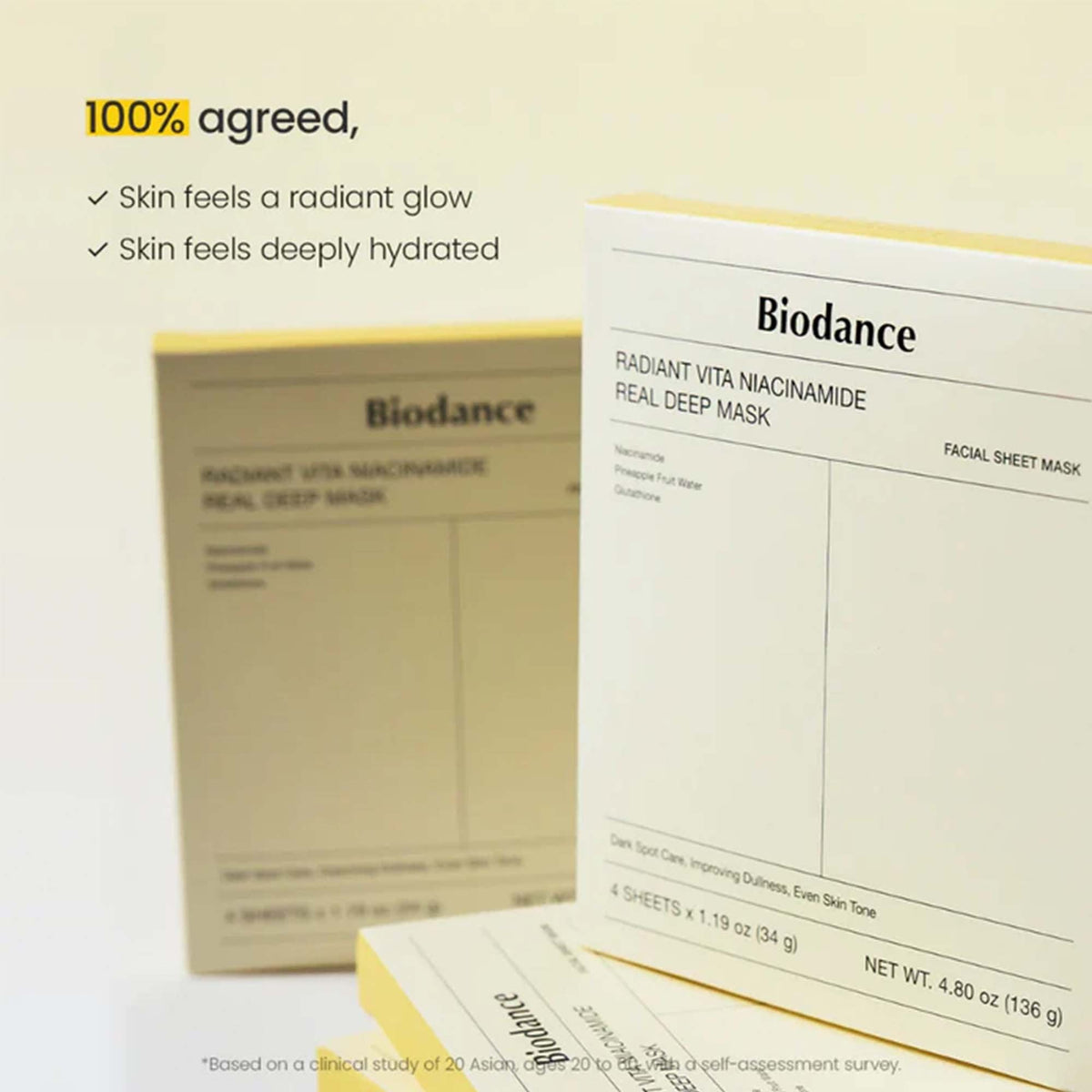 Biodance Radiant Vita Niacinamide Sheet Face Mask 4pcs Sachets - Tophatter Daily Deals