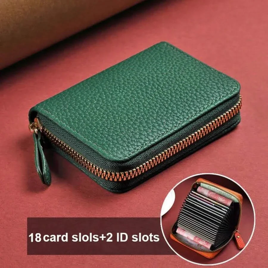 RFID Card Wallet with 18 Card Slots, 2 ID Windows and Coin Pocket Dark Green Handbags & Wallets - Tophatter Daily Deals