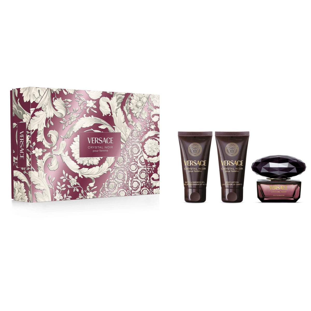 Versace Crystal Noir Eau De Parfum 50ml & Shower Gel 50ml & Body Lotion 50ml Gift Set Default Title - Tophatter Daily Deals