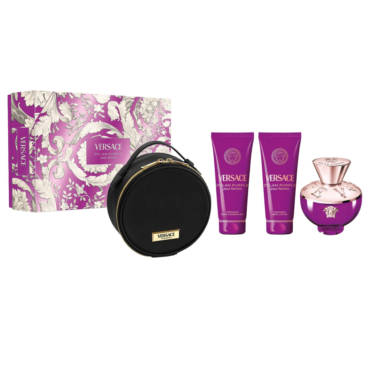 Versace Dylan Purple Eau De Parfum 100ml & Shower Gel 100ml & Body Lotion 100ml & Bag Gift Set Default Title - Tophatter Daily Deals