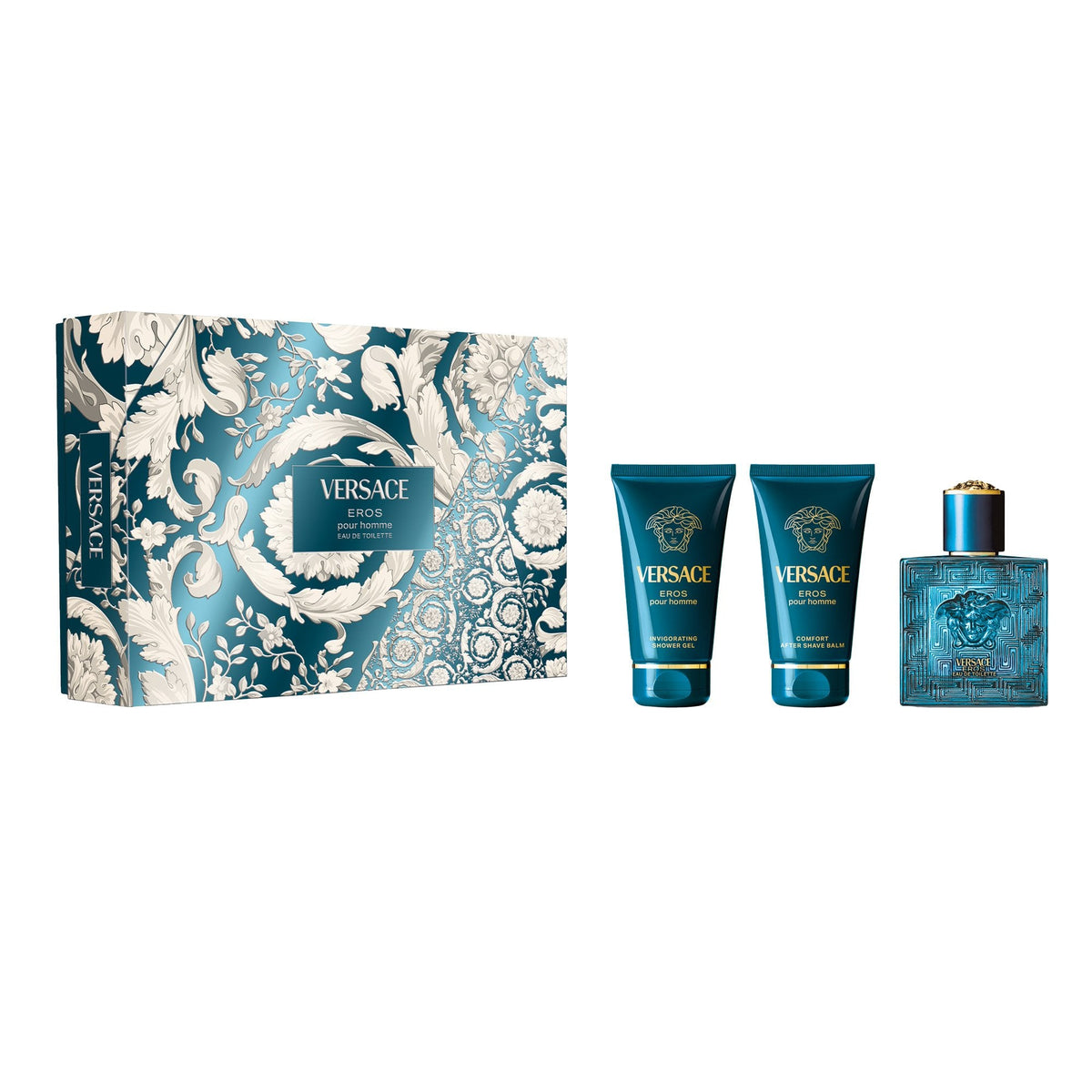 Versace Eros Eau De Toilette 50ml & Shower Gel 50ml & After Shave Balm 50ml Gift Set