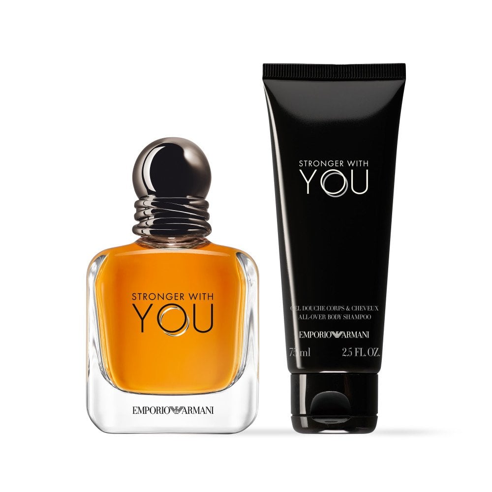 Giorgio Armani Stronger With You Eau De Toilette 50ml & Shower Gel 75ml Gift Set - Tophatter Daily Deals
