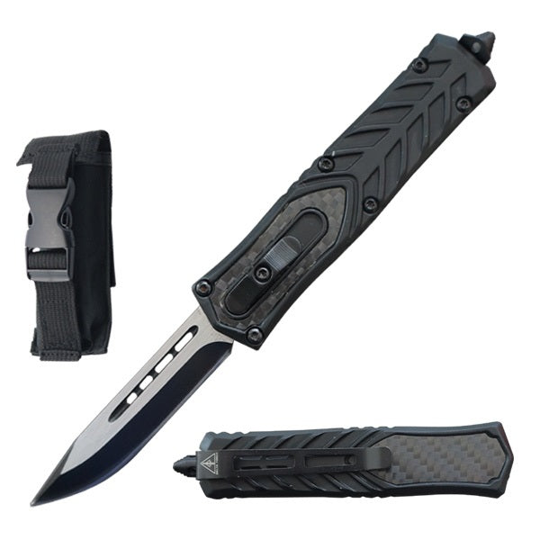9" Everyday Carry Carbon Fiber Out Of The Front OTF Knife - TOPHATTER'S ARMORY DEALS Collectible Weapons - Tophatter Daily Deals
