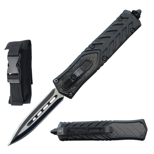 9" Tactical Carbon Fiber Out Of The Front OTF Knife - TOPHATTER'S ARMORY DEALS Collectible Weapons - Tophatter Daily Deals