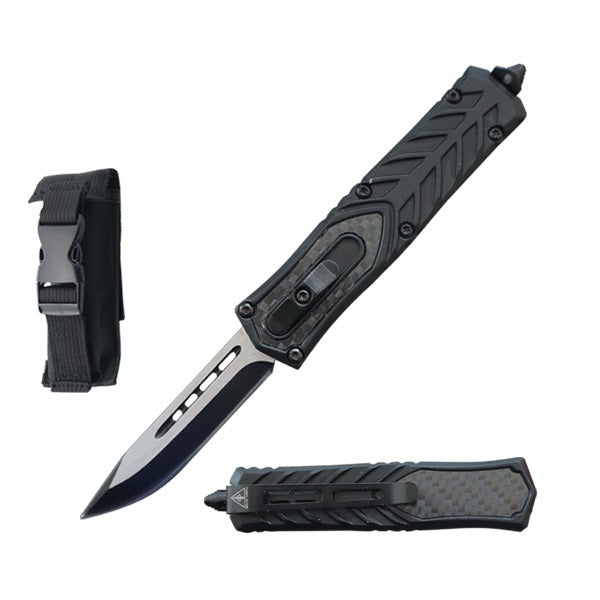 7" Drop Point Blade Everyday Carry Carbon Fiber OTF Knife - TOPHATTER'S ARMORY DEALS Collectible Weapons - Tophatter Daily Deals
