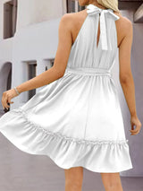Frill Tied Mock Neck Sleeveless Dress Casual Dresses - Tophatter Daily Deals