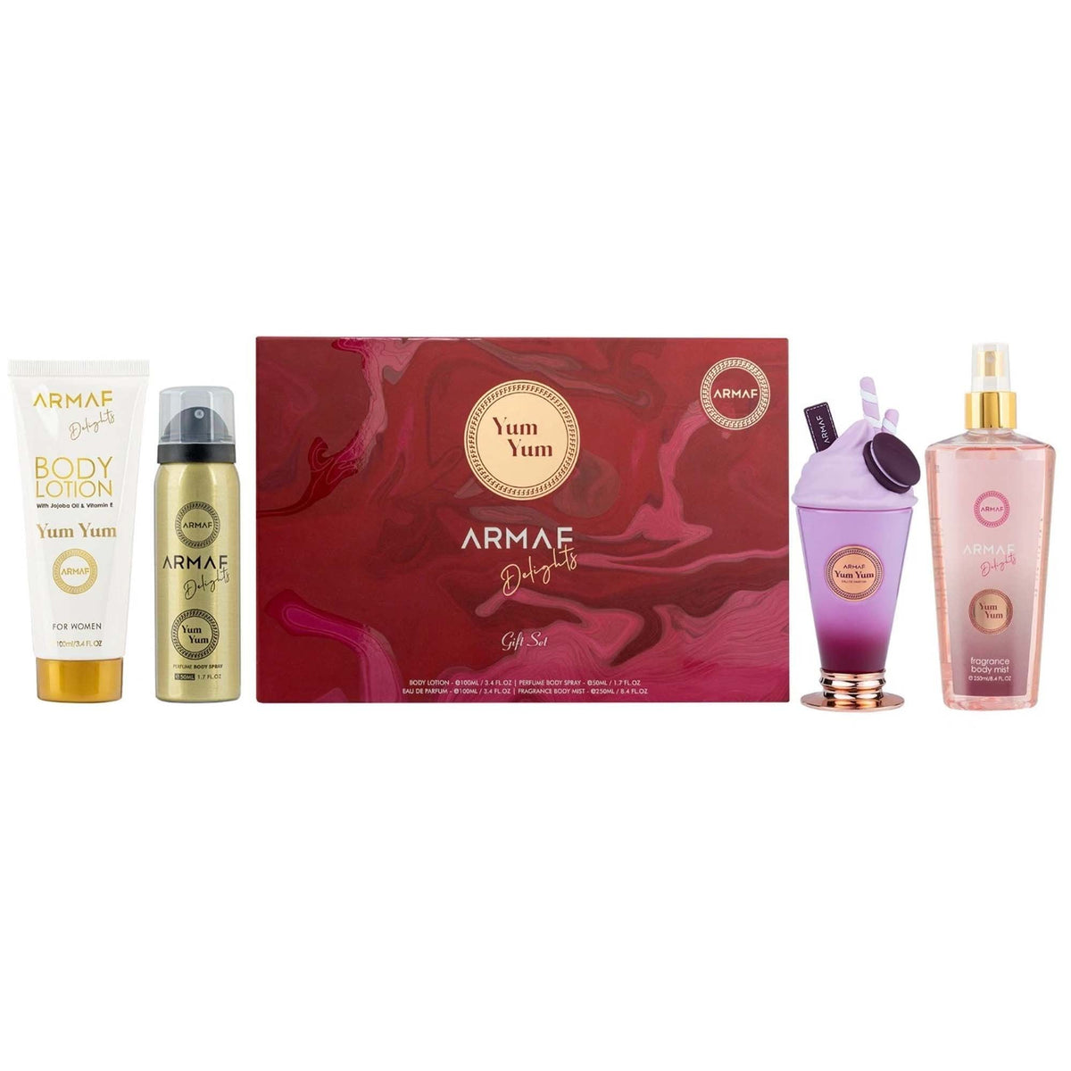 Armaf Yum Yum Eau De Parfum 100ml & Mist 250ml & Body Spray 50ml & Body Lotion 100ml Gift Set Default Title - Tophatter Daily Deals