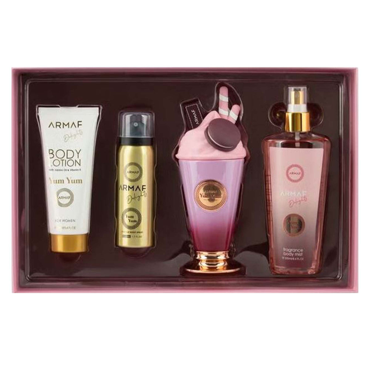 Armaf Yum Yum Eau De Parfum 100ml & Mist 250ml & Body Spray 50ml & Body Lotion 100ml Gift Set - Tophatter Daily Deals