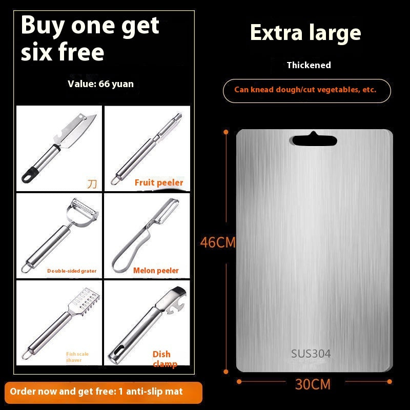 316 Stainless Steel Thickened Cutting Board Oversized Mildew-proof Household Kitchen Panel Oversized 8 Pieces Square 0 - Tophatter Daily Deals