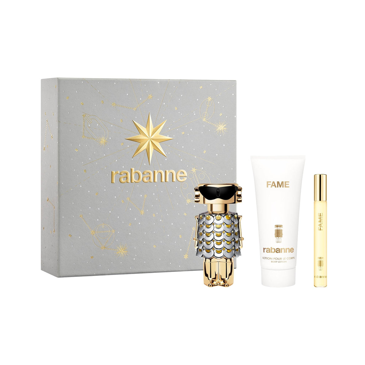 Rabanne Fame Eau De Parfum 50ml & Travel Spray 10ml & Body Lotion 100ml Gift Set