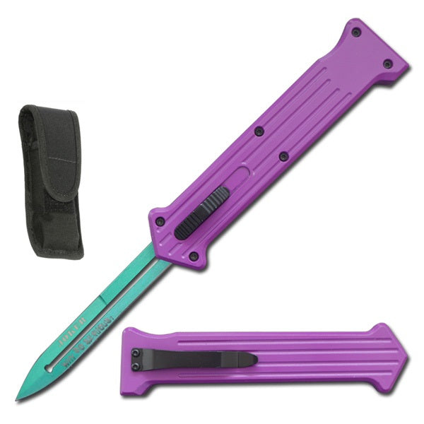 8.75" Purple Handle Double Action JOKER OTF Automatic knife - TOPHATTER'S ARMORY DEALS Collectible Weapons - Tophatter Daily Deals