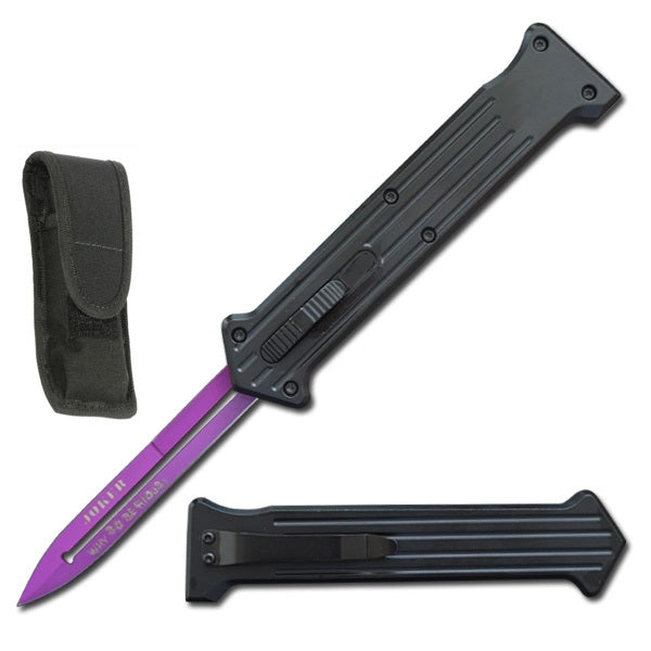 8.75" Purple Blade Double Action JOKER OTF Automatic knife - TOPHATTER'S ARMORY DEALS Collectible Weapons - Tophatter Daily Deals