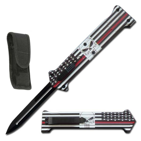 8.75" American Flag Double Action JOKER OTF Automatic knife - Tophatter's Guns'N'Weapons Store Collectible Weapons - Tophatter Daily Deals