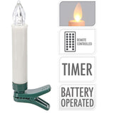10 Flameless Clip On Led Christmas Tree Candles Set | Remote Control Battery Operated Wireless Candles | Candles With Timer Function LED Light - Tophatter Daily Deals