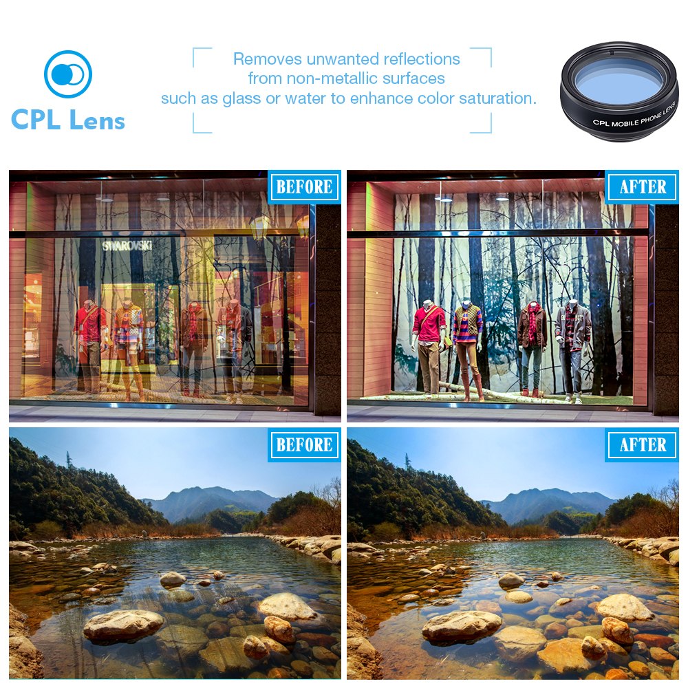 APEXEL Phone lens kit universal 10 in 1 Fisheye Wide Angle macro Lens CPL Filter Kaleidoscope+2X telescope Lens for smartphone 0 - Tophatter Daily Deals