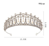 Bridal Crown Rhinestone Pearl Water Drop Hair Accessories Wedding Dress Ornaments 0 - Tophatter Daily Deals