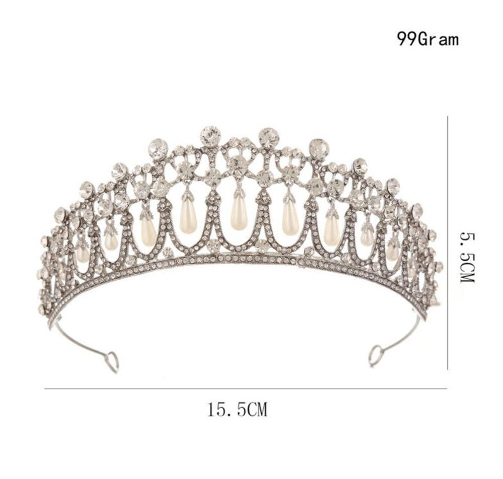 Bridal Crown Rhinestone Pearl Water Drop Hair Accessories Wedding Dress Ornaments 0 - Tophatter Daily Deals