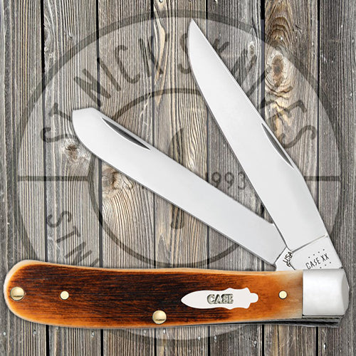 Case Barehead Trapper - Sawcut Amber Bone Handle - 17890 Traditional Knives - Tophatter Daily Deals