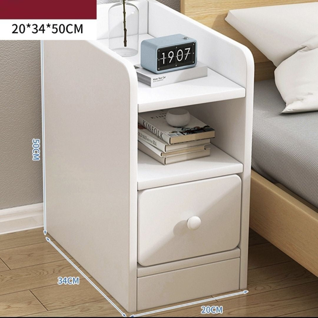 Bedside Table Simple Modern Home Bedroom Crevice Shelf Bedsi Rounded white Fillet 1layer 20x34x50 0 - Tophatter Daily Deals