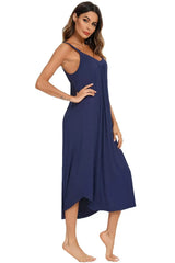V-Neck Midi Lounge Dress Sleep Dresses - Tophatter Daily Deals