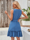 Tied Frill Sleeveless Mini Dress Casual Dresses - Tophatter Daily Deals