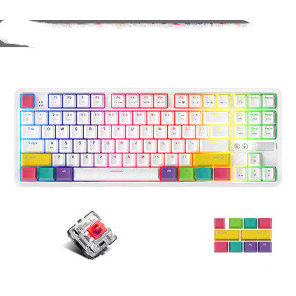 Blackmail k870t wireless Bluetooth wired dual mode mechanical keyboard 87 key RGB office game mobile phone tablet 1D 0 - Tophatter Daily Deals