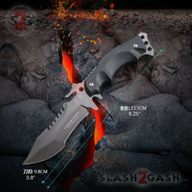 HX OUTDOORS Tactical Knife 440C Blade K10 w/ Sheath Plated Titanium Knife-Fixed - Tophatter Daily Deals