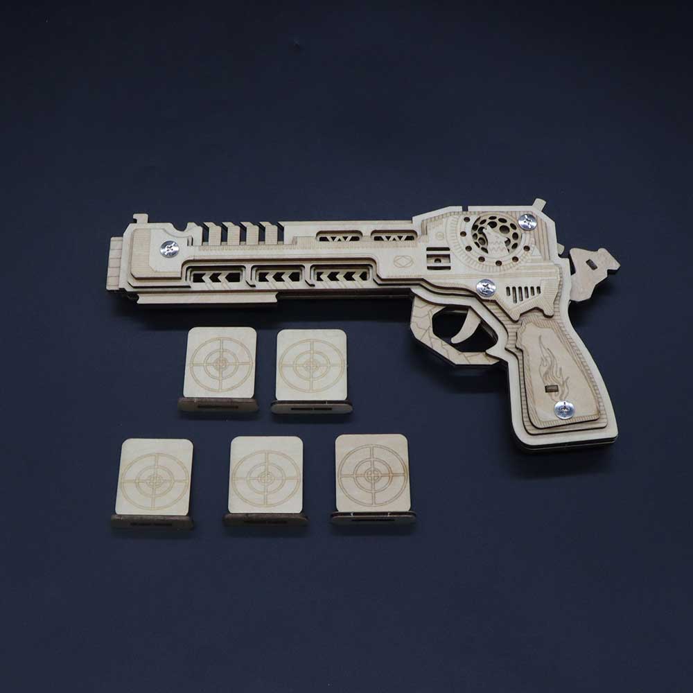 3D Gun Puzzle Wooden Rubber Band Gun Model Kit - Tophatter Daily Deals